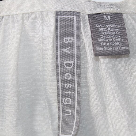 BY DESIGN Ivory Cold Shoulder Casual Blouse Shirt Top Size Medium - Picture 13 of 16